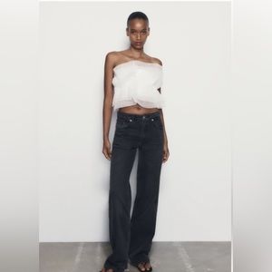 Zara Organza Ruffle Tube Top